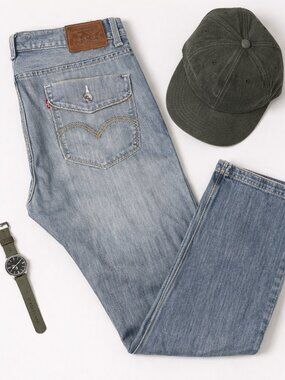 Levi’s Flap Pocket 514 Slim Straight Jeans 34x30 Heritage Faded Classic Y2K